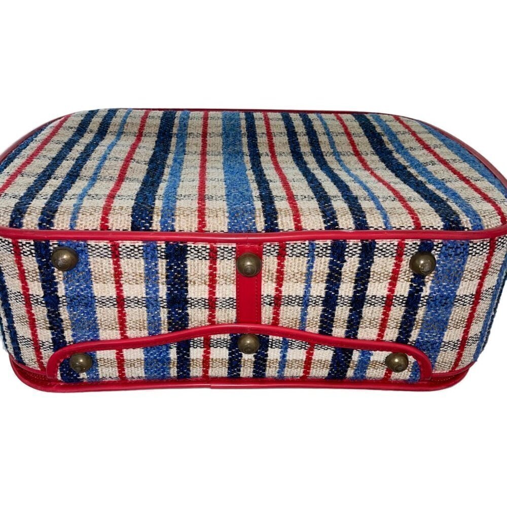 Vintage Womens Suitcase Multicolor Mcm Plaid With Lock and Keys - Picture 4 of 10